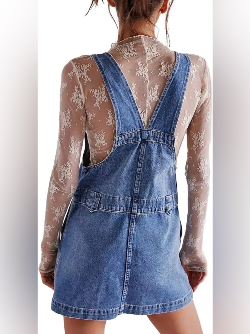 We The Free Blue Denim Overall Dress